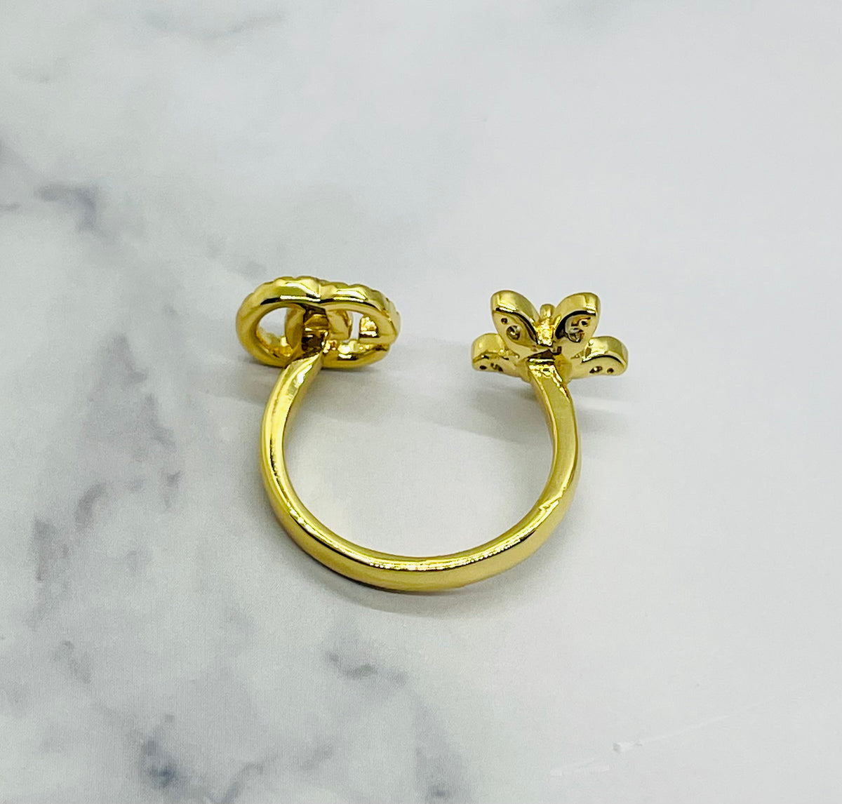 GUCCI Rhinestone Daisy Adjustable Ring - Pre owned