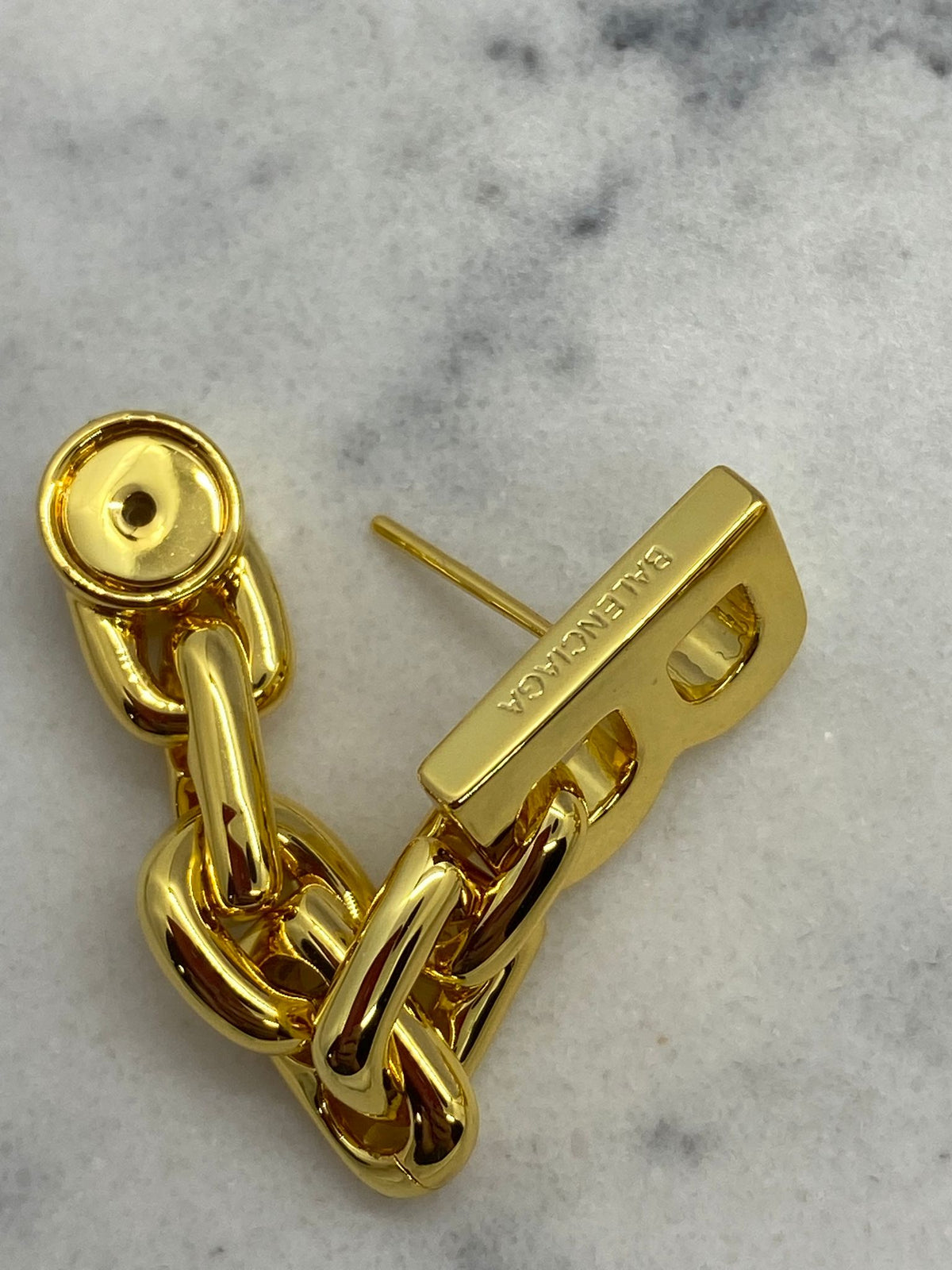 BALENCIAGA B Gold Tone Chain Earrings - Pre owned
