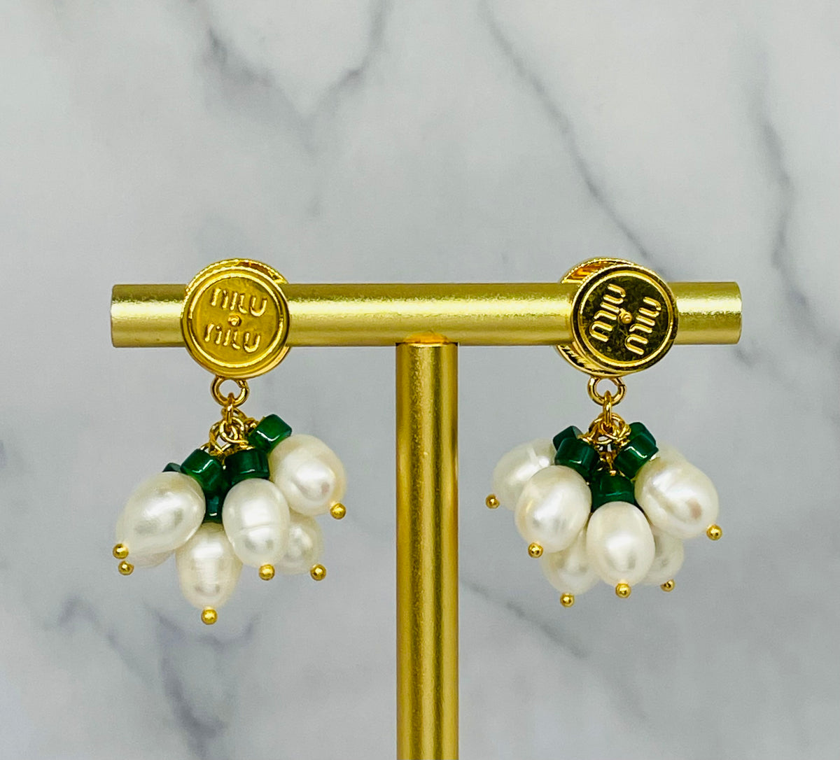 MIU MIU Pearl Cluster Pendant Earrings - Pre owned