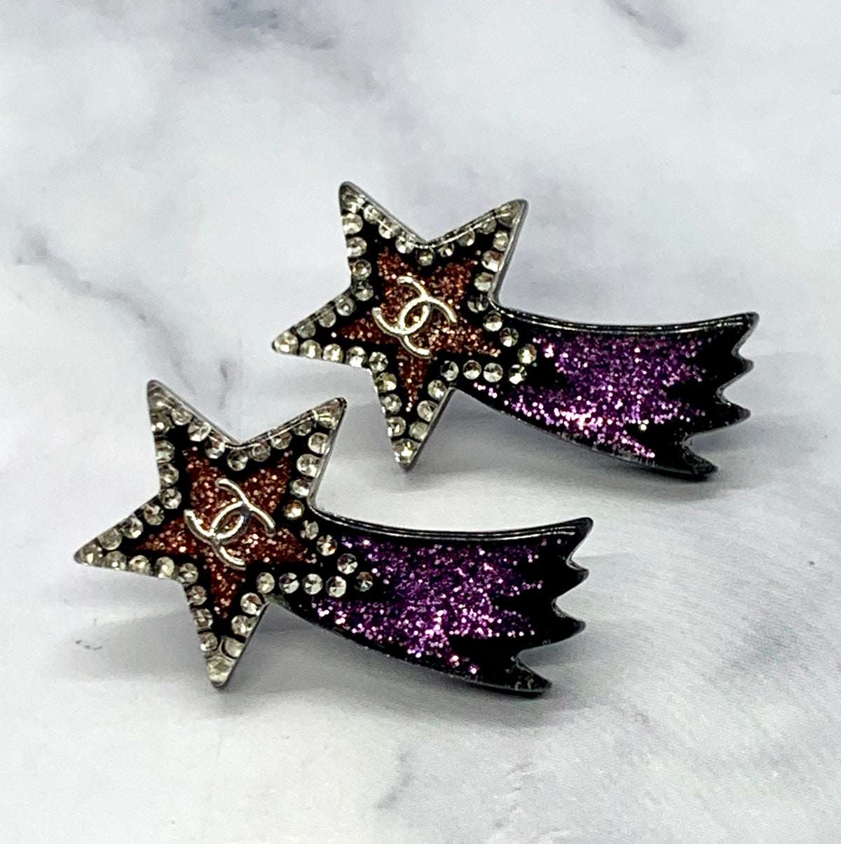 CHANEL CC Plastic Shooting Star Earrings - USED