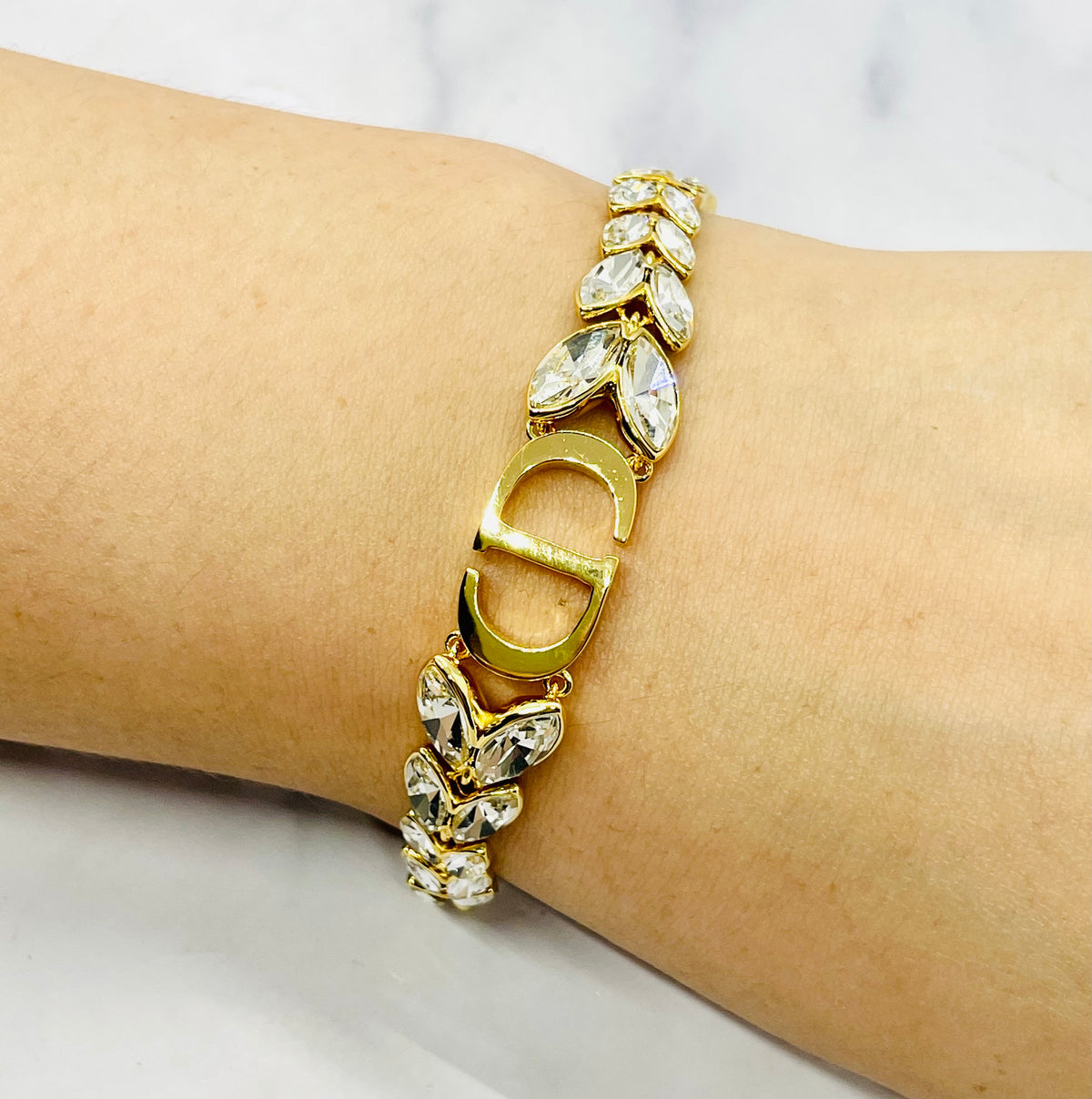 CHRISTIAN DIOR CD Rhinestone Bracelet - Pre owned