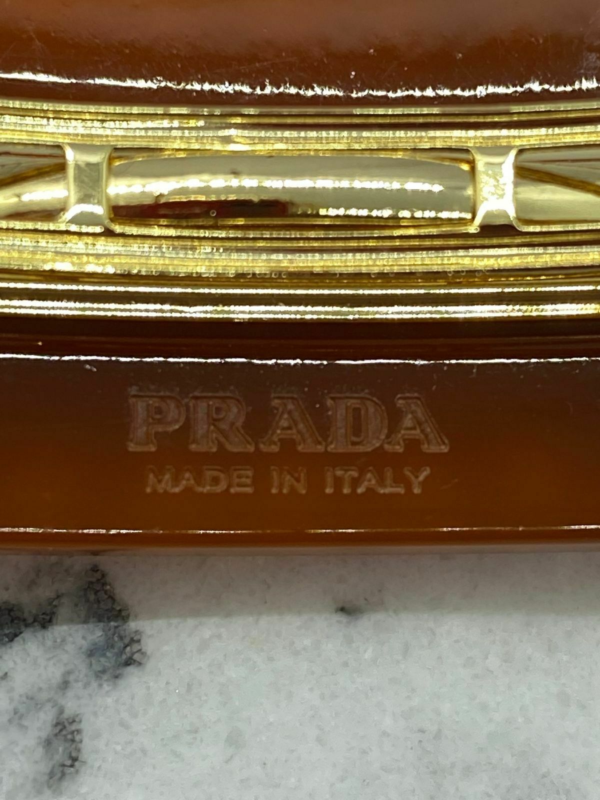 PRADA Amber Acrylic & Gold Stud Hair Clip Barrette - Pre owned