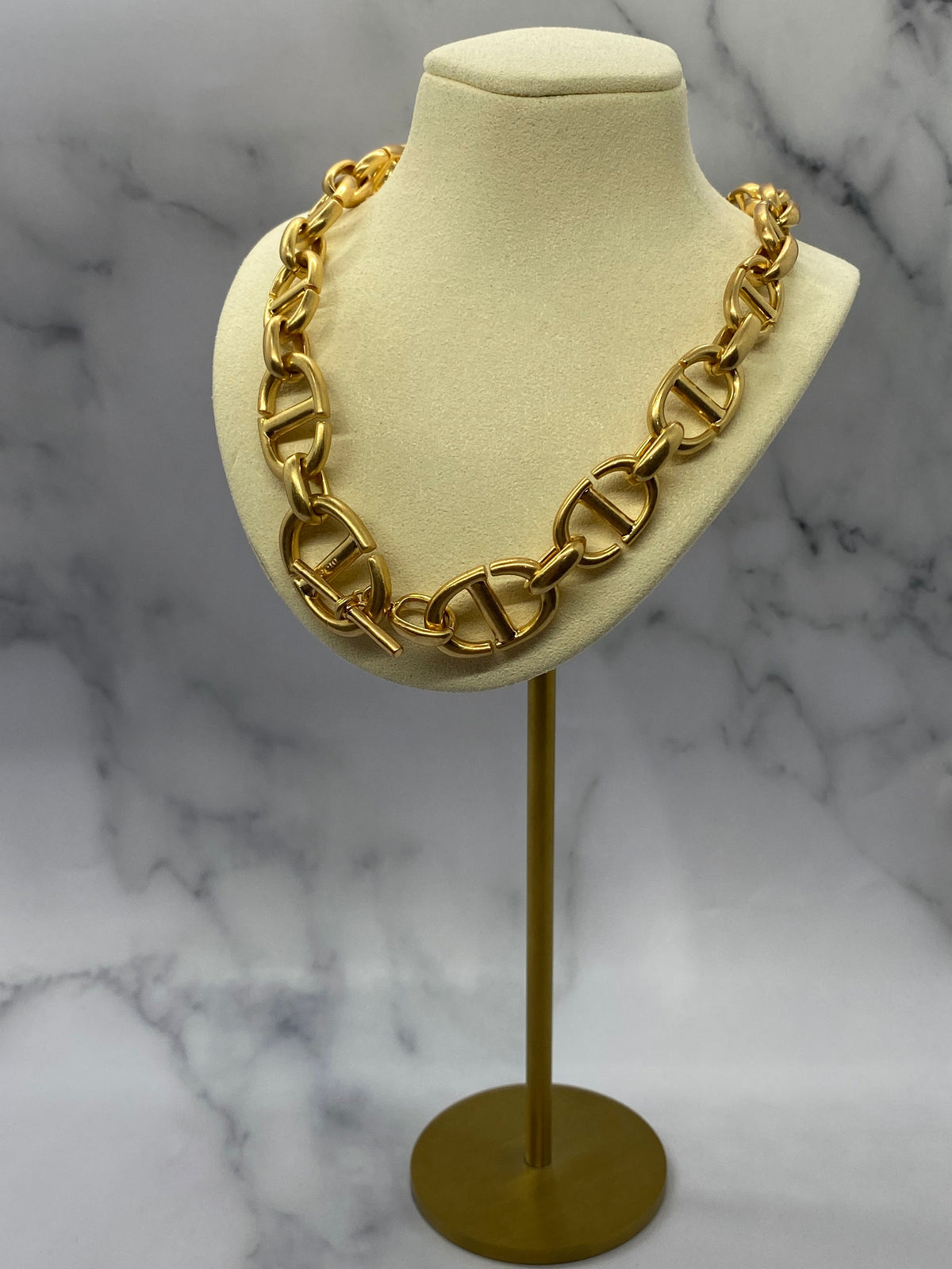 CHRISTIAN DIOR CD Gold Tone Chain Necklace - Pre owned