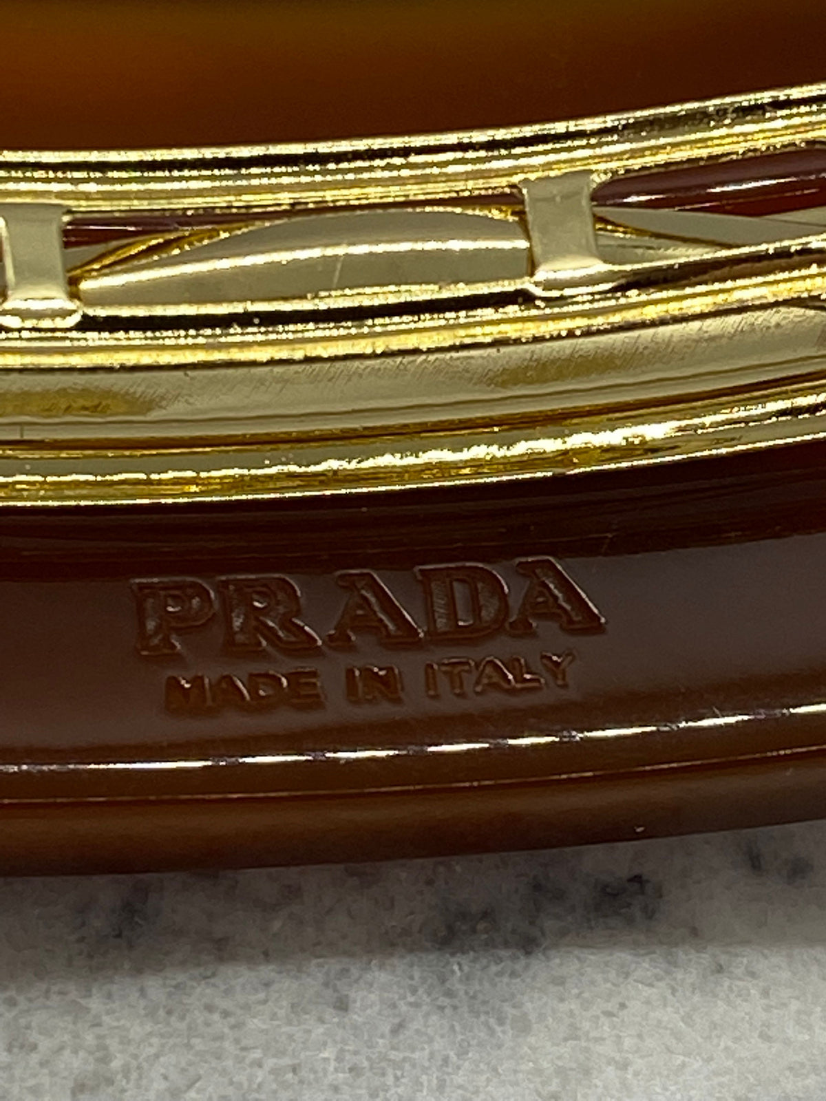 PRADA Brown Rhinestone Plastic Barrette Hair Clip - Pre owned