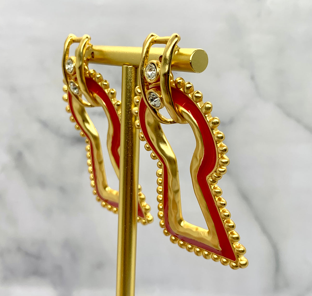 SCHIAPARELLI Key Hole Rhinestone Earrings - Pre owned