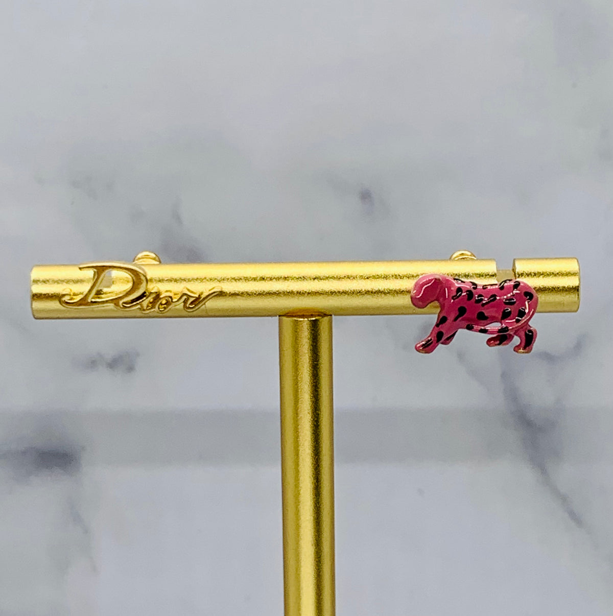 CHRISTIAN DIOR Asymmetric Pink Tiger Earrings - Pre owned