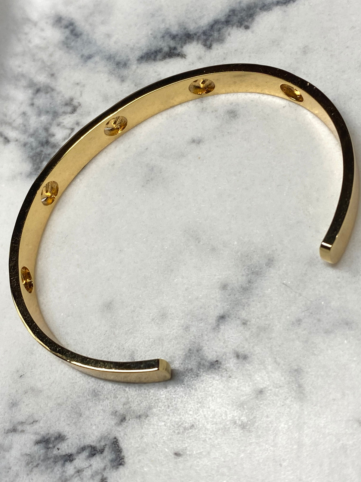 FENDI F Gold Tone Rhinestone Cuff Bracelet - Pre owned