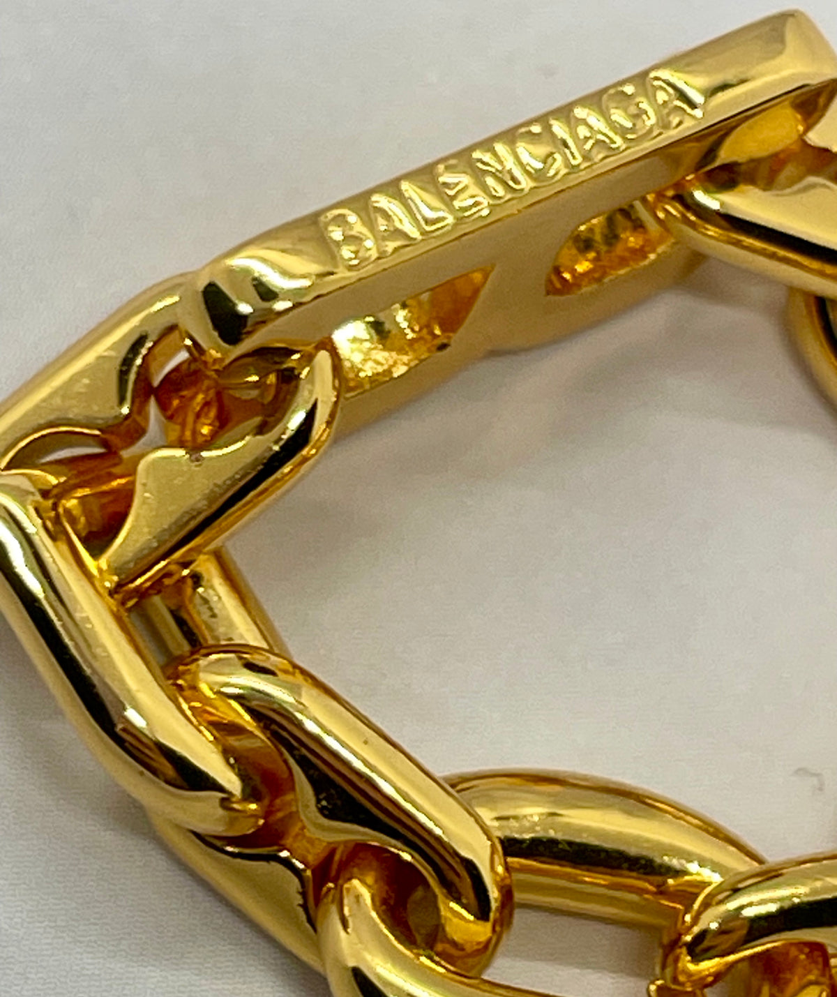 BALENCIAGA B Gold Tone Chain Ring size 7 - Pre owned