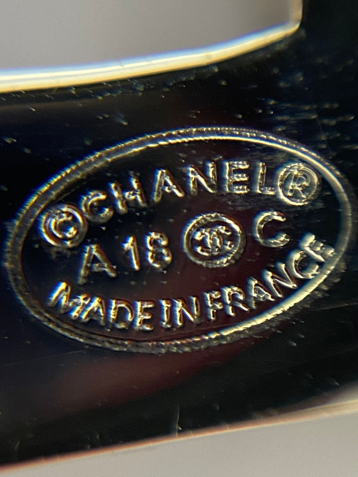CHANEL Silver Tone Rhinestone Nameplate Brooch Pin - Pre owned