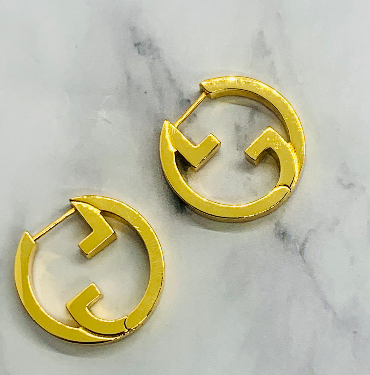 GUCCI GG Gold Tone Hoop Earrings - Pre owned
