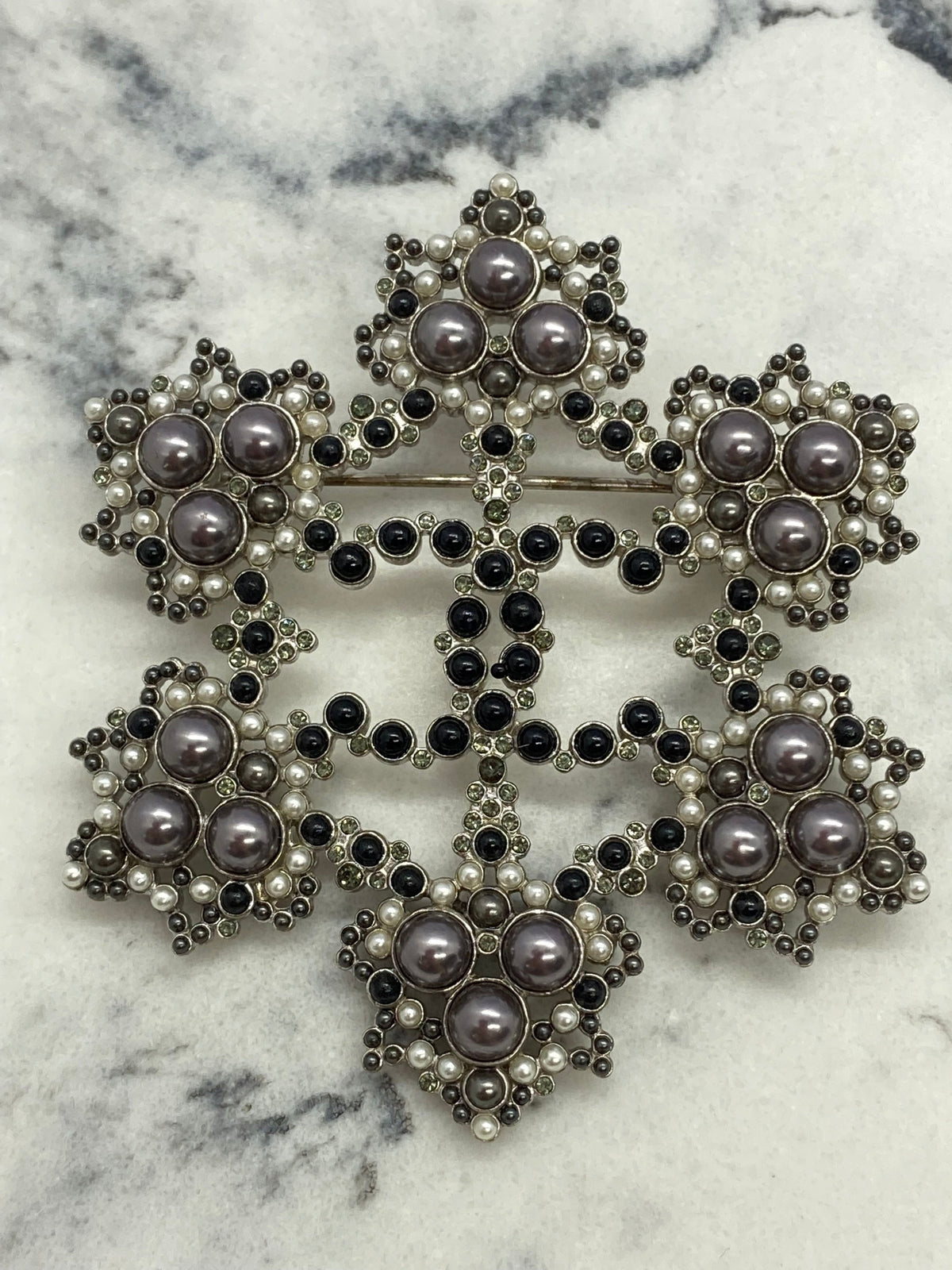 CHANEL CC Winter Rhinestone Snowflake Brooch Pin - USED