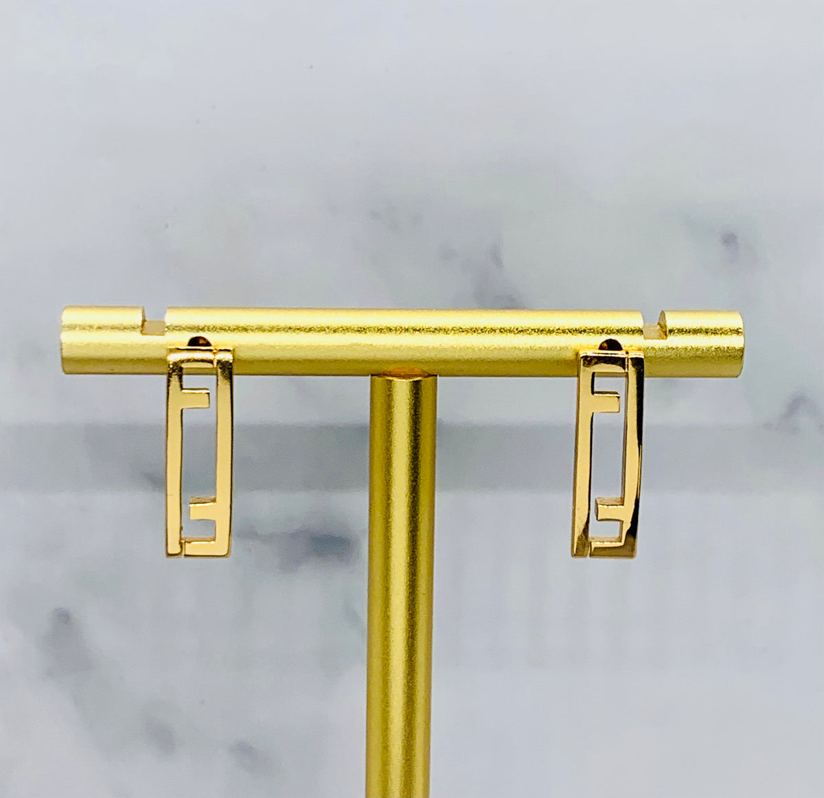 FENDI FF Gold Tone Pendant Earrings - Pre owned