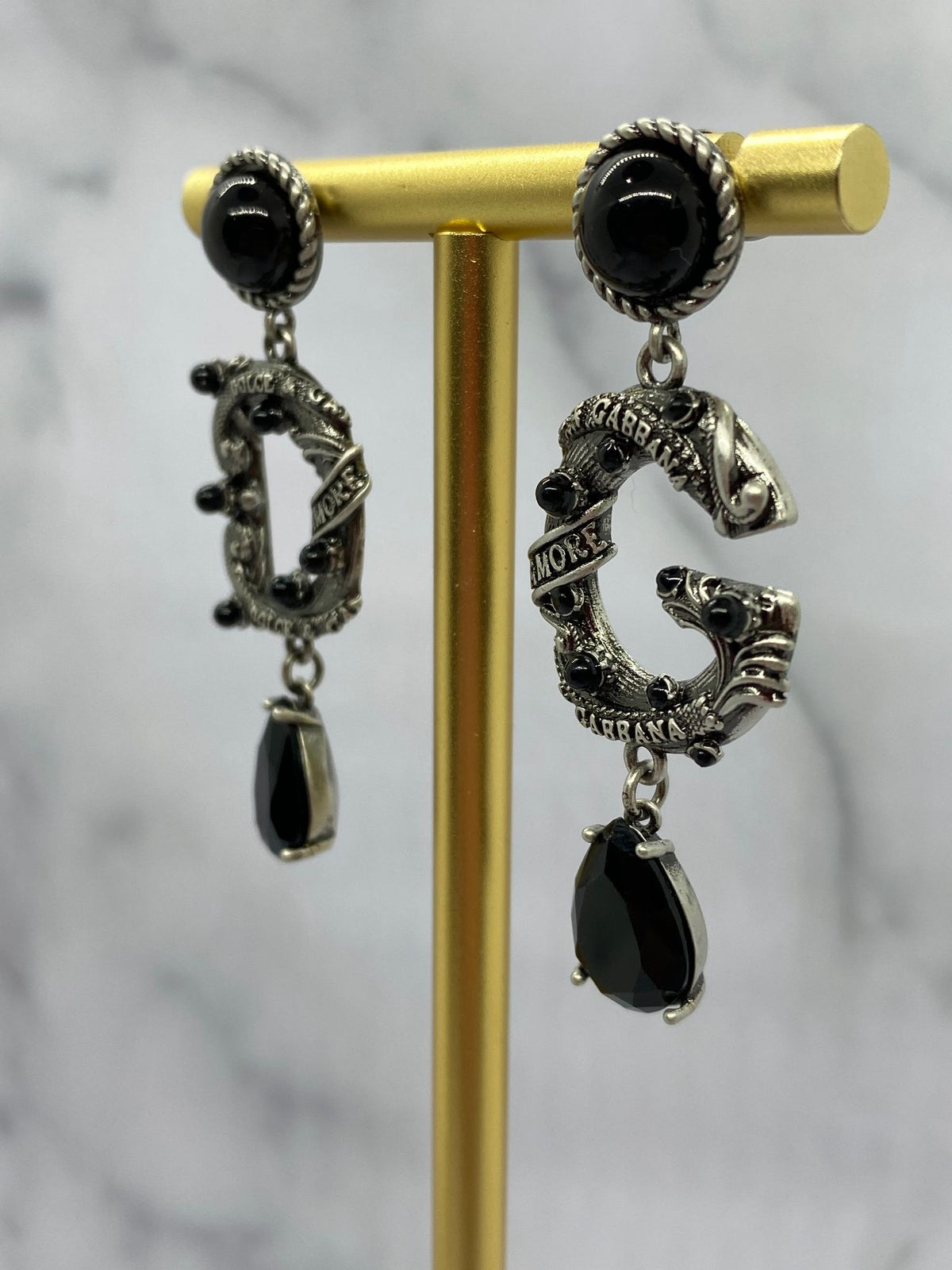 DOLCE & GABBANA D&G Black Pendant Earrings - USED