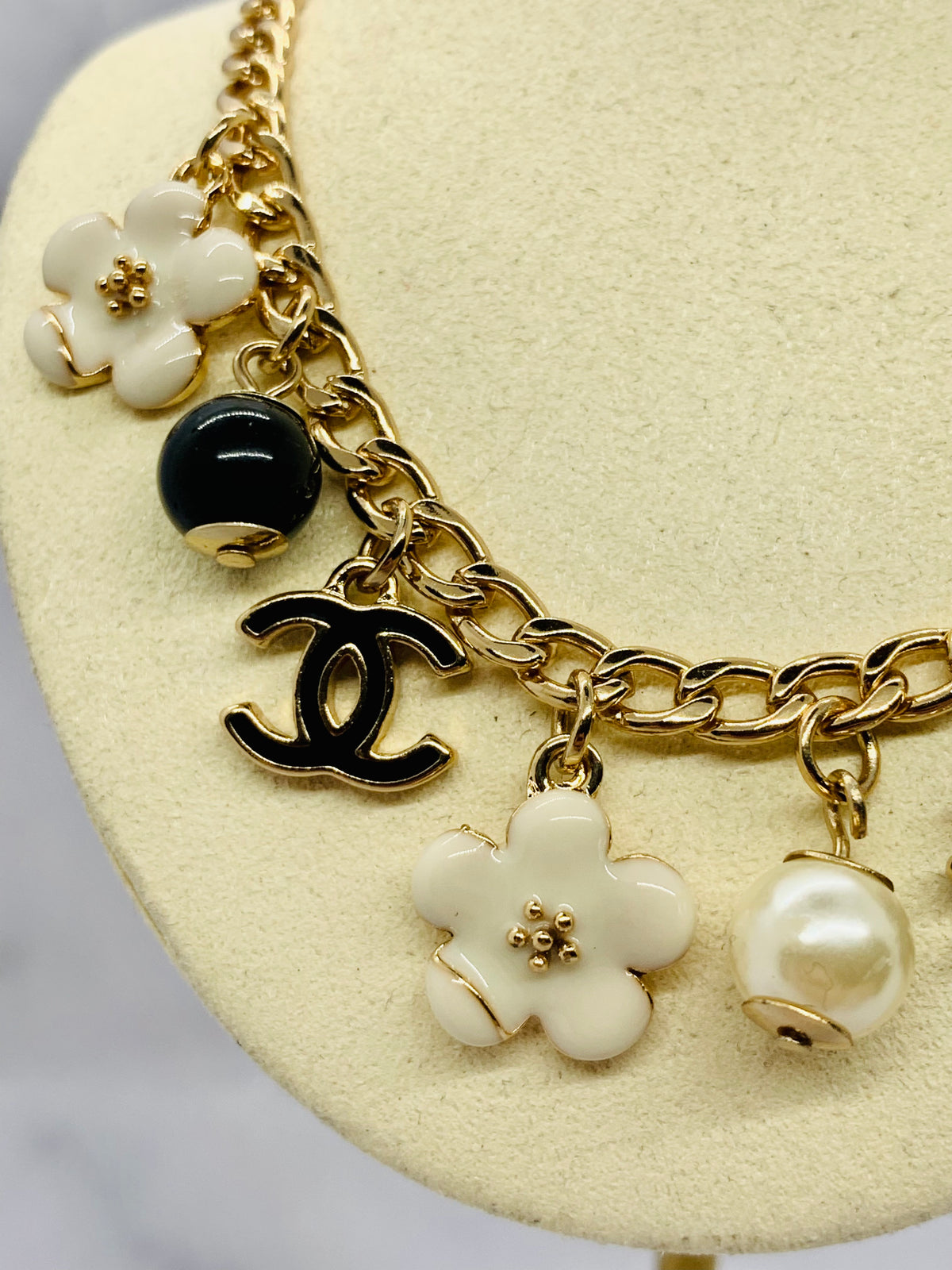 CHANEL CC 2010 Camelia Charm Necklace - USED