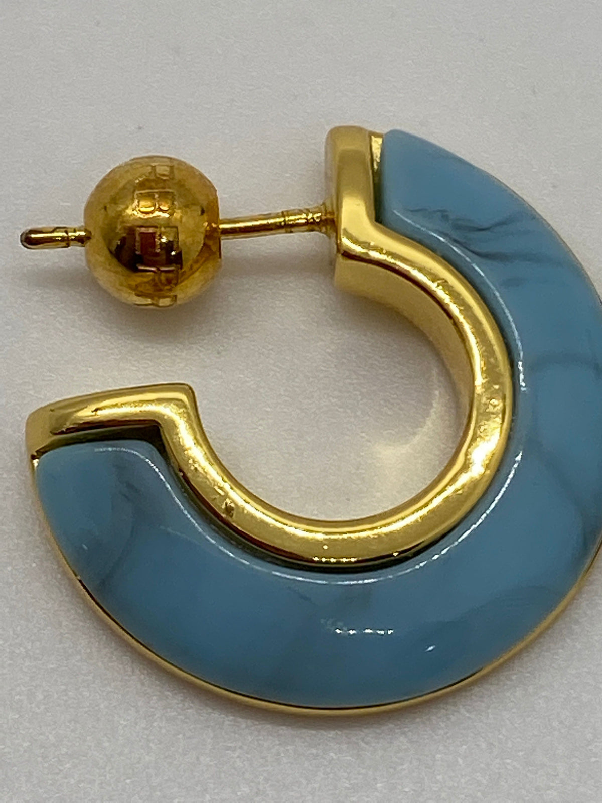 BURBERRY Turquoise & Gold Tone Earrings - Pre owned