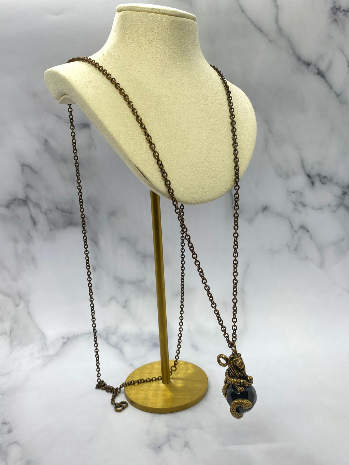 CHRISTIAN DIOR Onyx Ornate Pendant Necklace - Pre owned