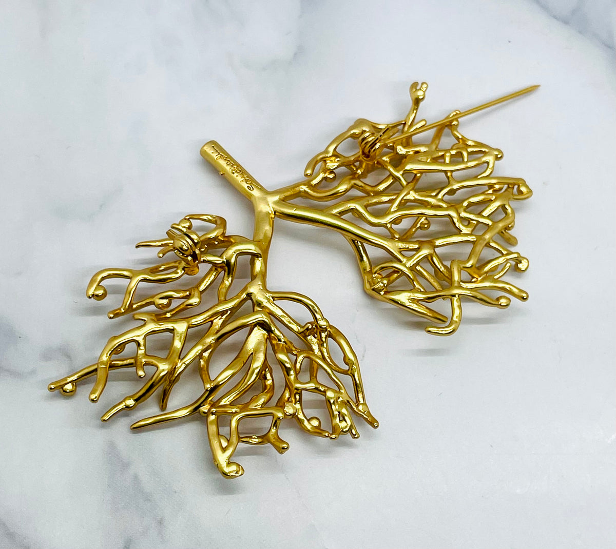 SCHIAPARELLI Branch Lungs Rhinestone Brooch Pin - Pre owned