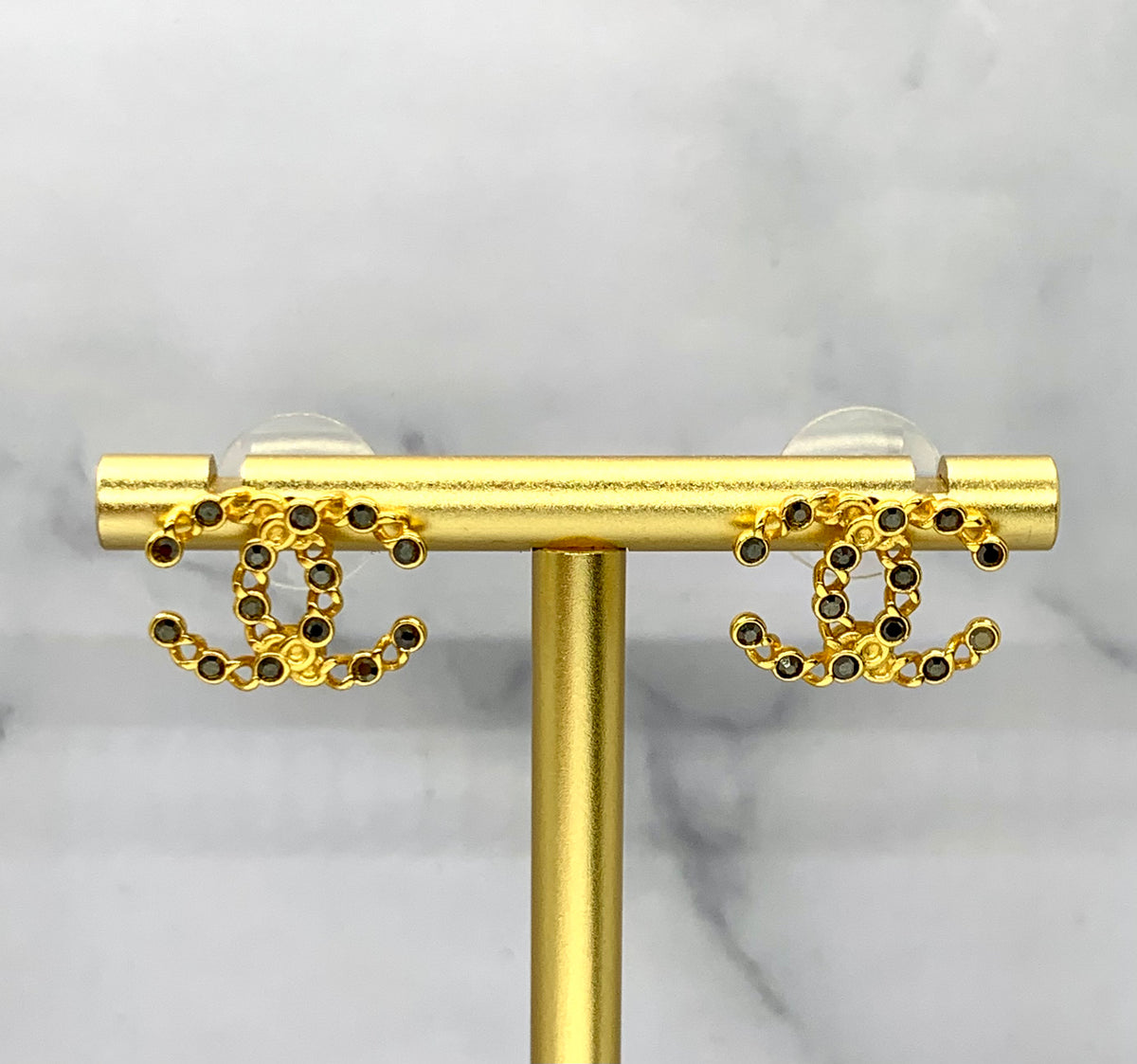 CHANEL CC Rhinestone Earrings - USED