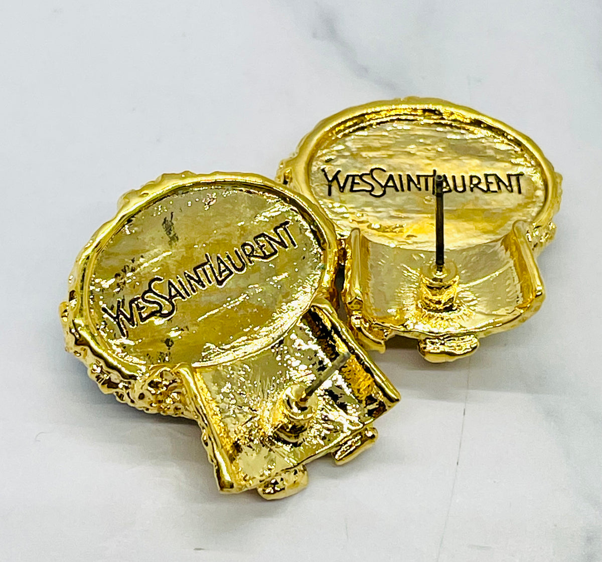 YSL YVES SAINT LAURENT Teal Stone Earrings - Pre owned
