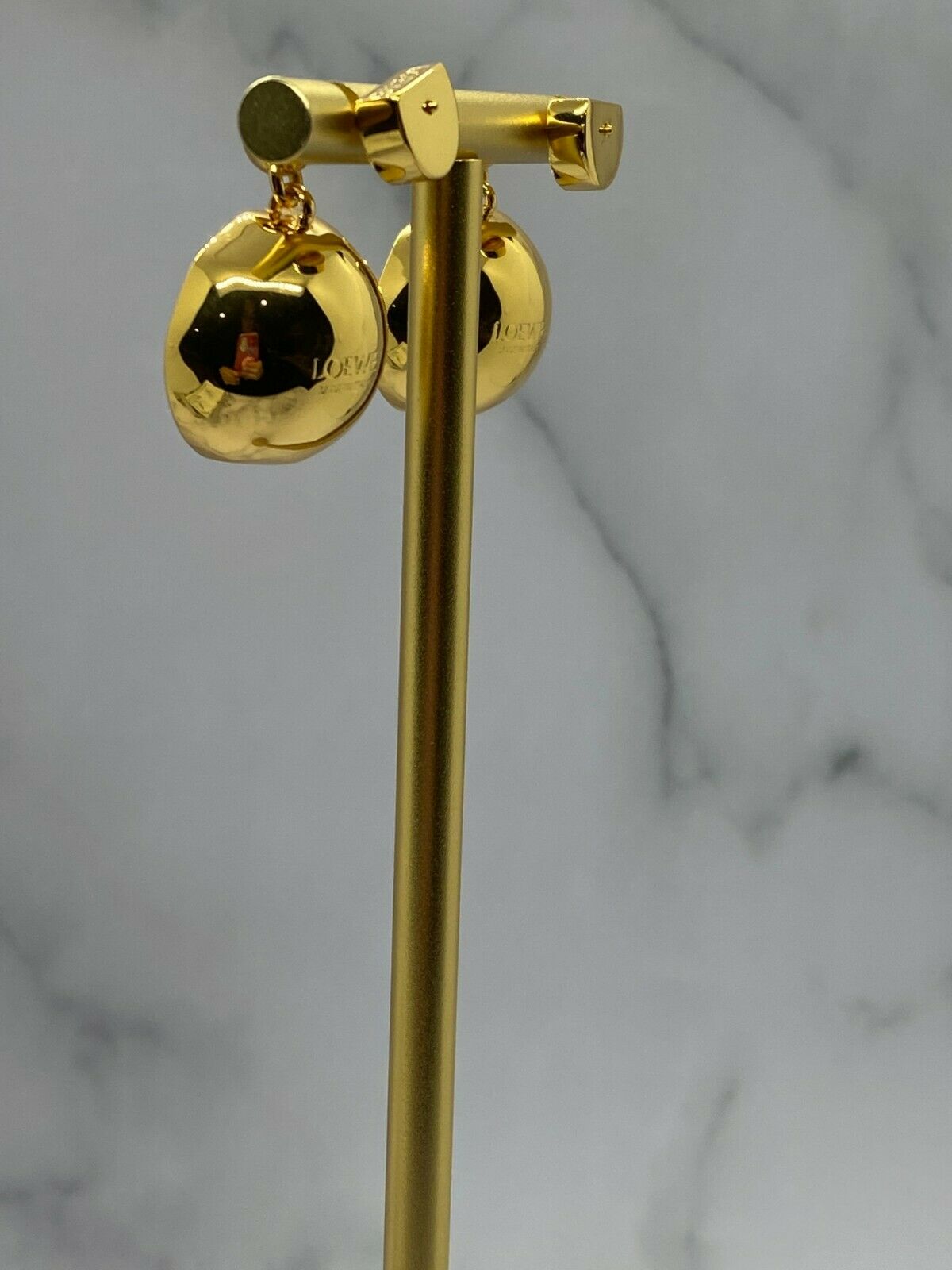 LOEWE Gold Tone Chunky Rhinestone Pendant Earrings - Pre owned