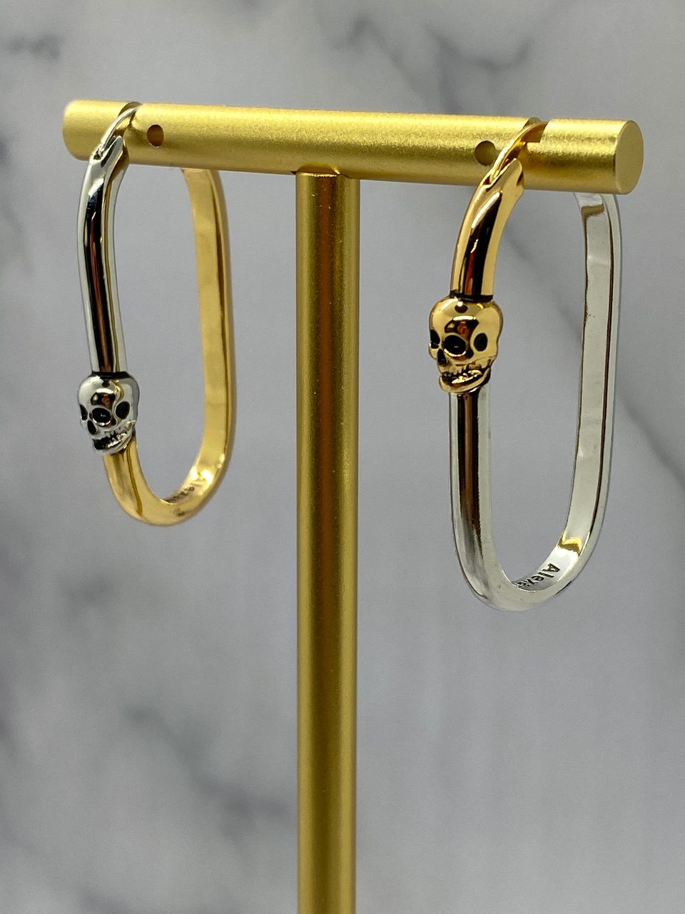 ALEXANDER McQUEEN Gold & Silver Skull Hoop Earrings - Pre owned