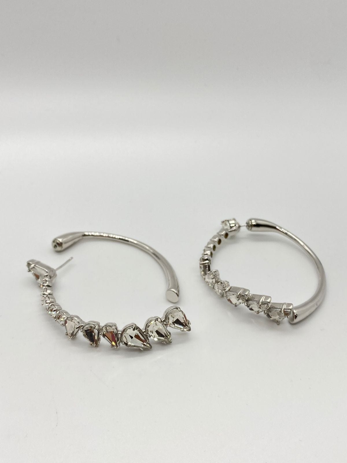 YSL YVES SAINT LAURENT Silver Tone Rhinestone Earrings - Pre owned
