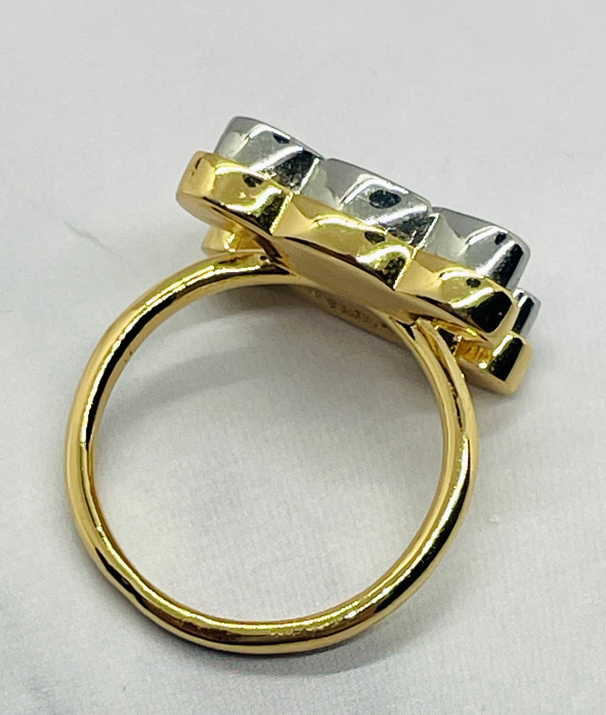 CELINE Monogram Silver & Gold Tone Ring size 7 M - Pre owned
