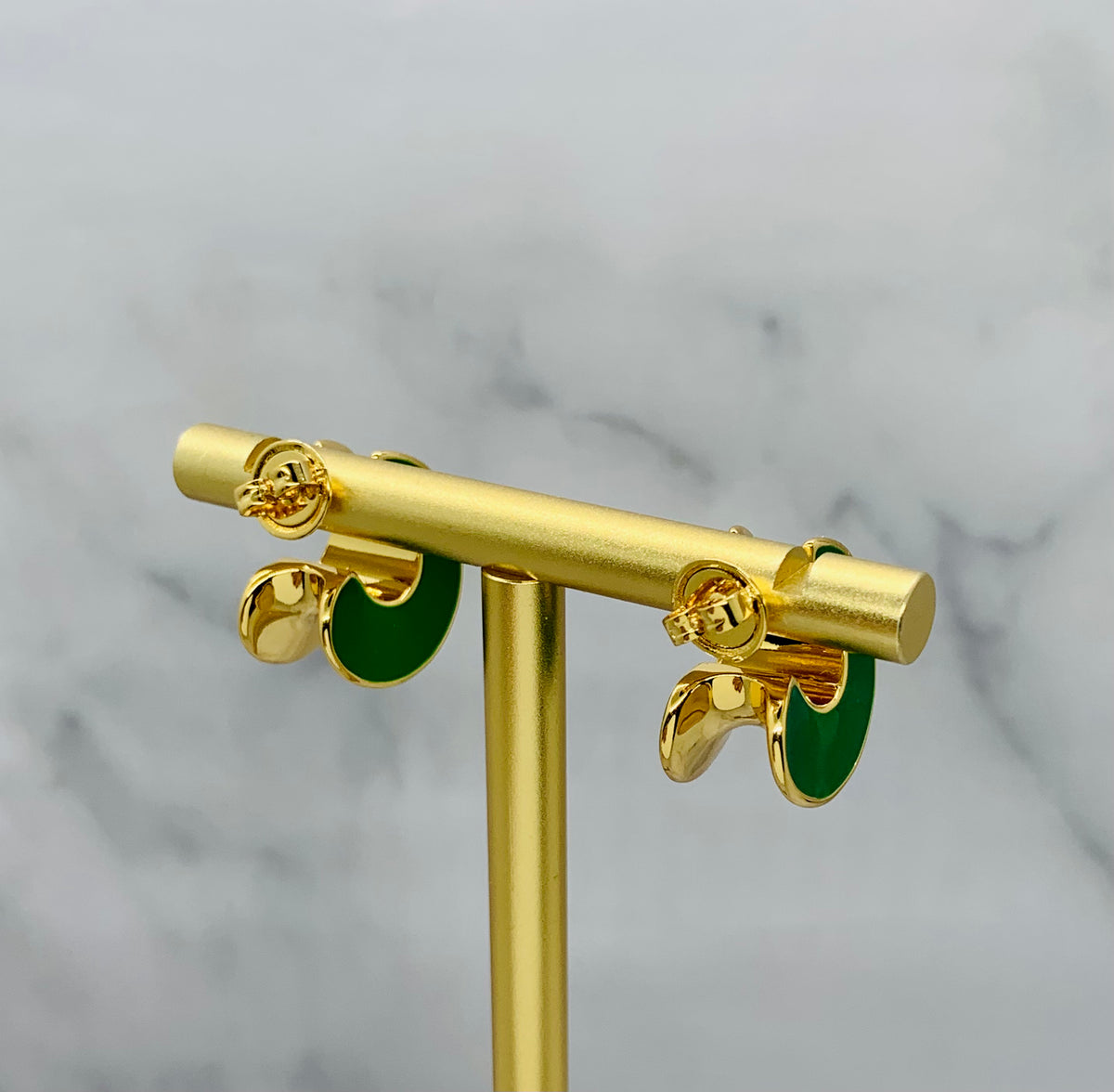 BOTTEGA VENETA Green Enamel Hoop Earrings - Pre owned