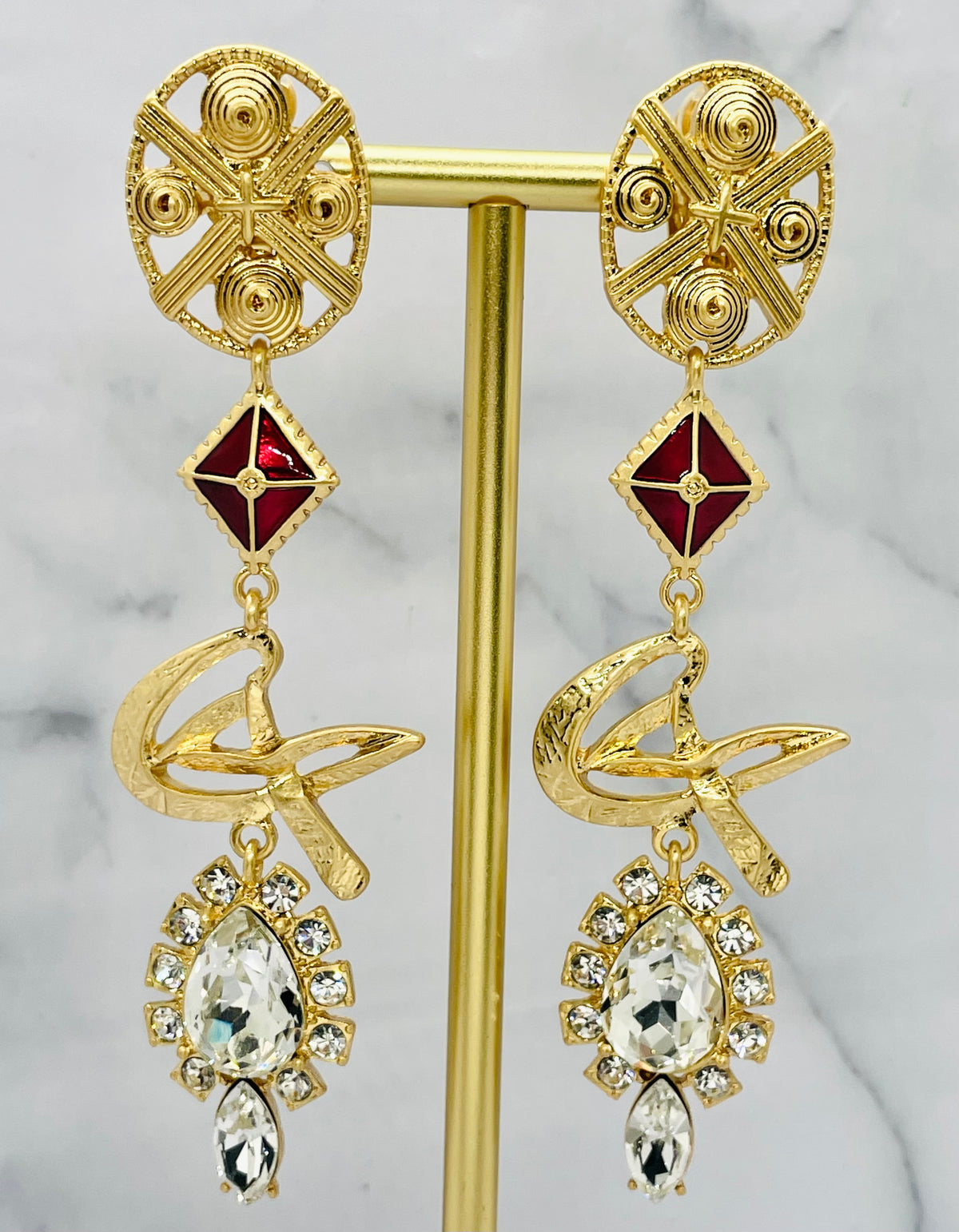 CHRISTIAN LACROIX Monogram Pendant Earrings - Pre owned