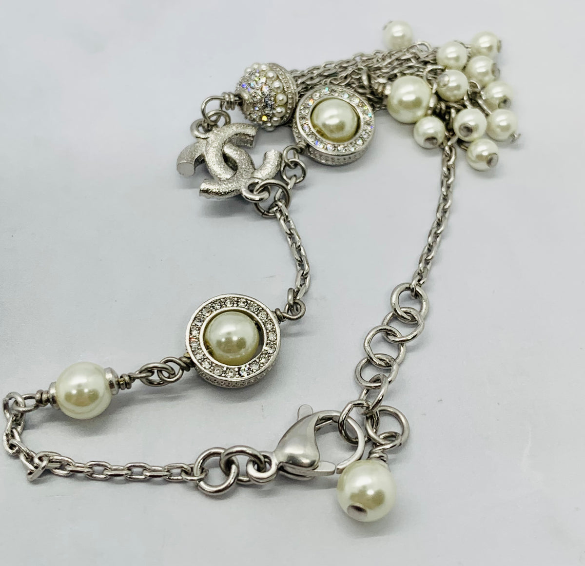 CHANEL CC Silver ToneTassel Bracelet - USED