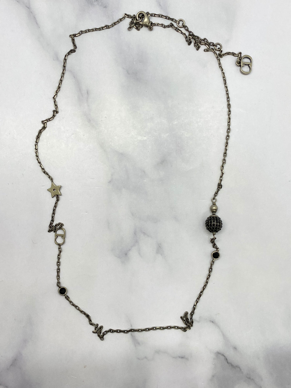 CHRISTIAN DIOR CD Black Chain Necklace - Pre owned
