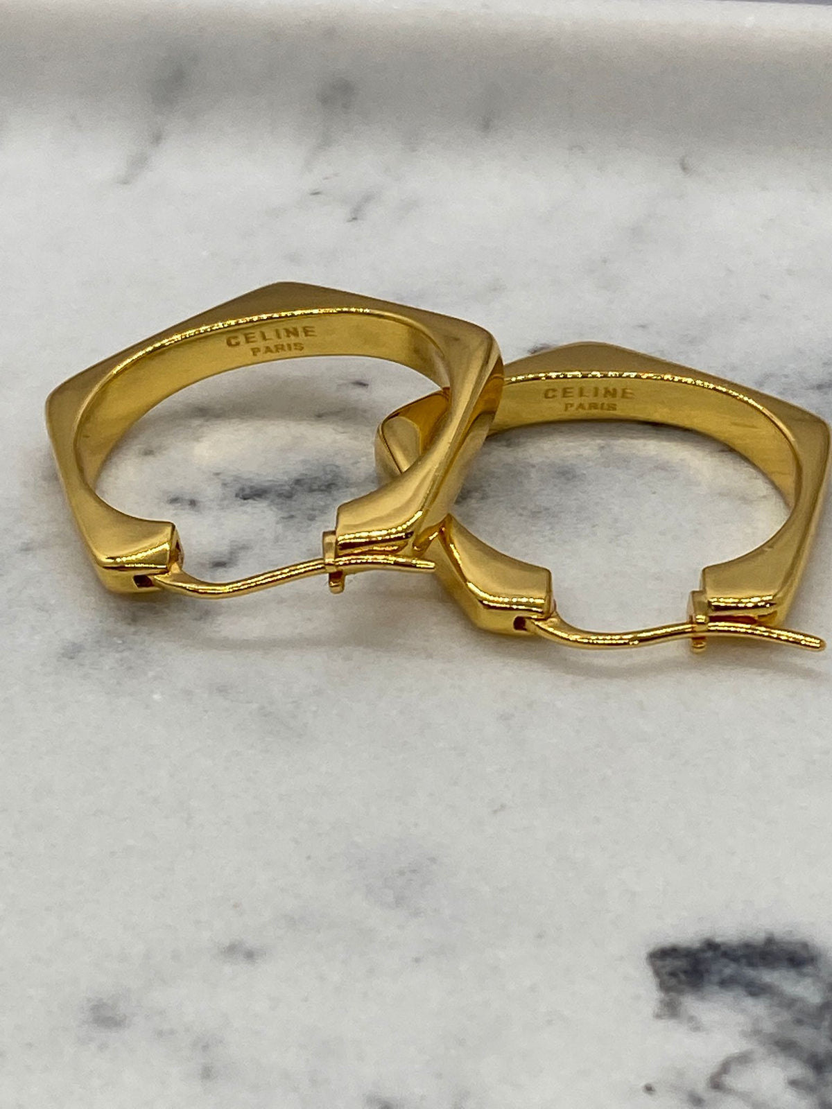 CELINE Gold Tone Hoop Earrings - Pre owned