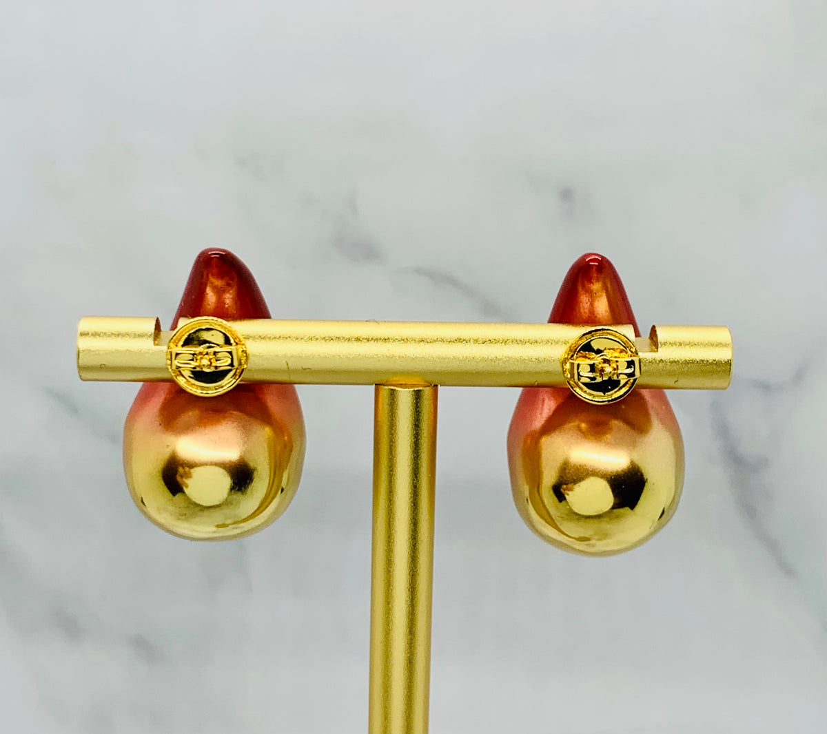 BOTTEGA VENETA Drop Gold Red Ombre Earrings - Pre owned