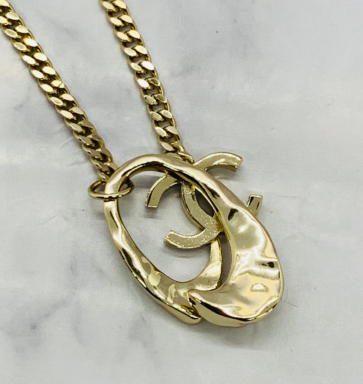 CHANEL CC Rhinestone Pendant Chain Necklace - Pre owned