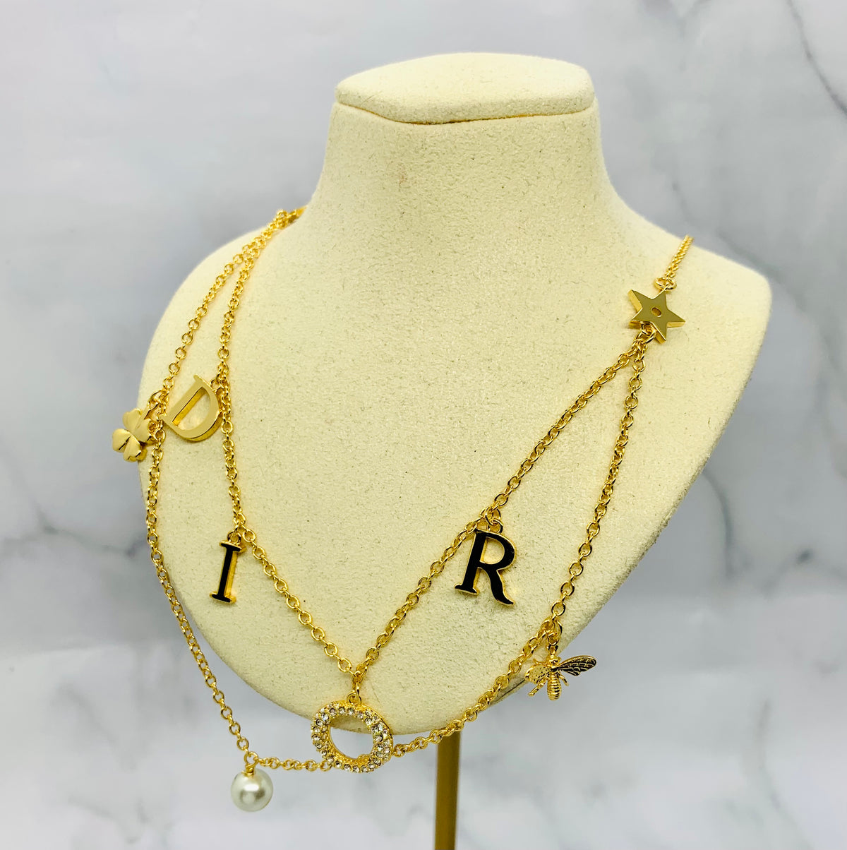 CHRISTIAN DIOR Layered Monogram Necklace - Pre owned