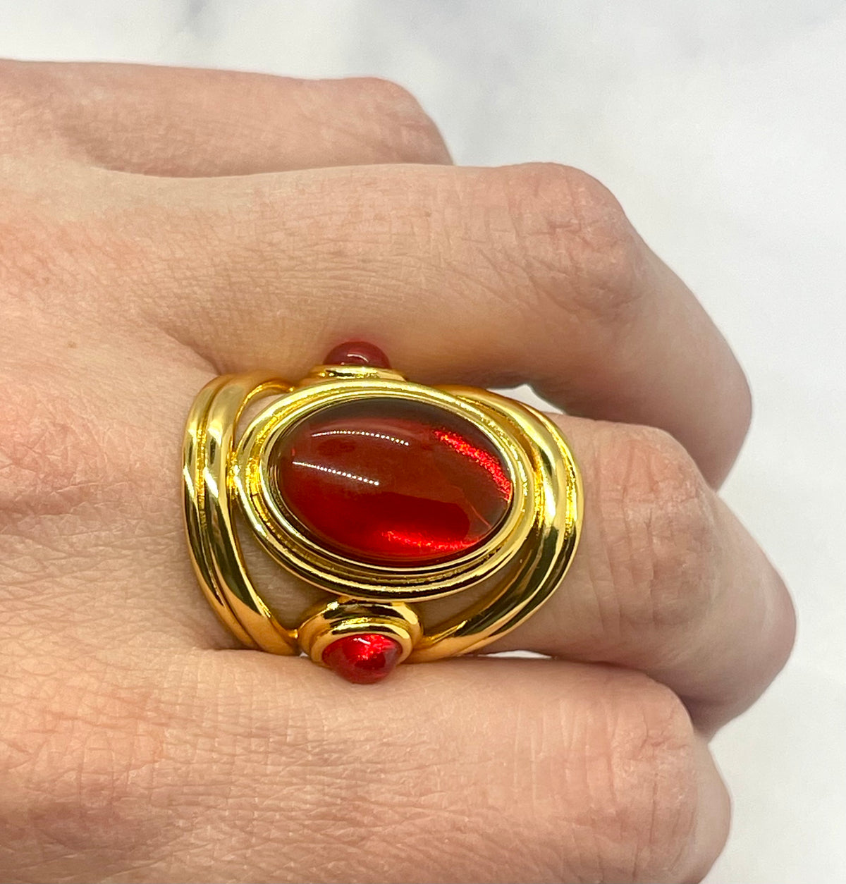 YSL YVES SAINT LAURENT Ruby Statement Ring Size 7 - Pre owned