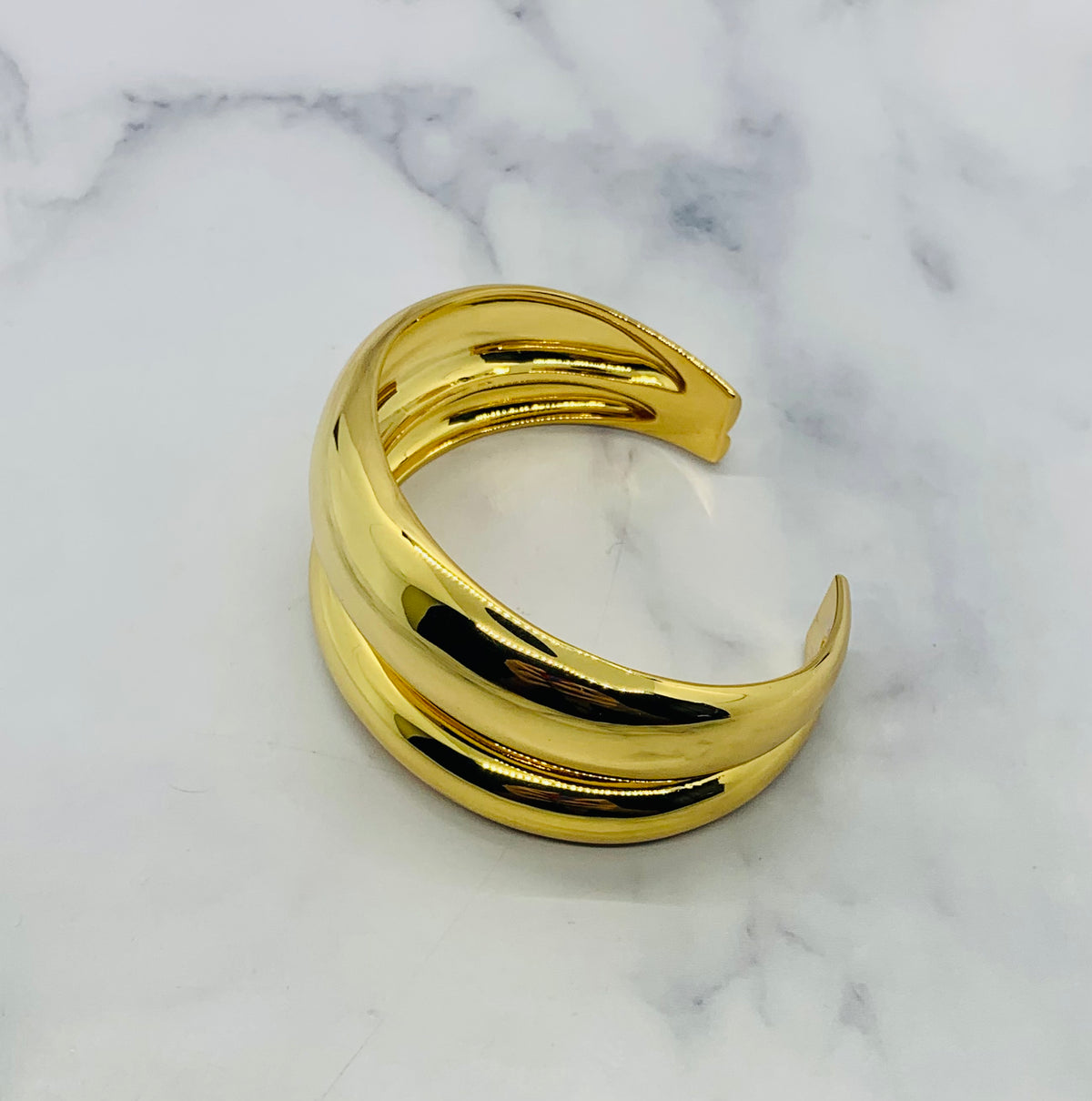 CELINE Gold Tone Cuff Bracelet - Pre owned