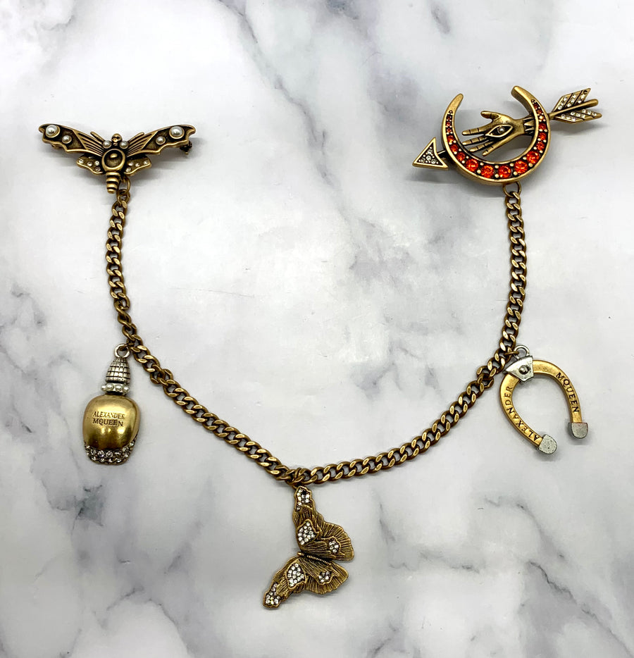 ALEXANDER MCQUEEN Hanging Chain Charm Brooch Pin - Pre owned