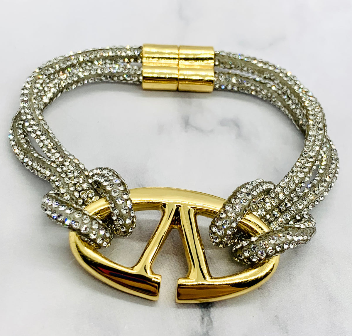 VALENTINO Rhinestone Monogram Bracelet - Pre owned