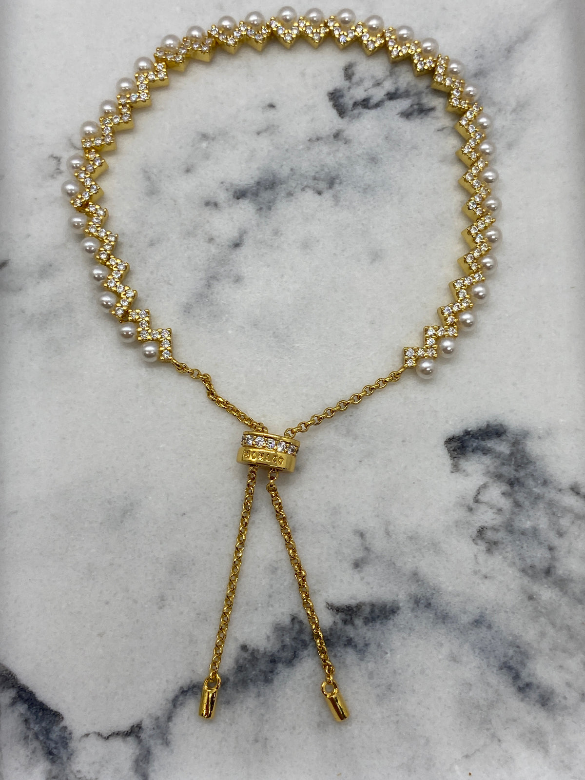 APM Monaco Rhinestone Pearl Trim Bracelet - Pre owned