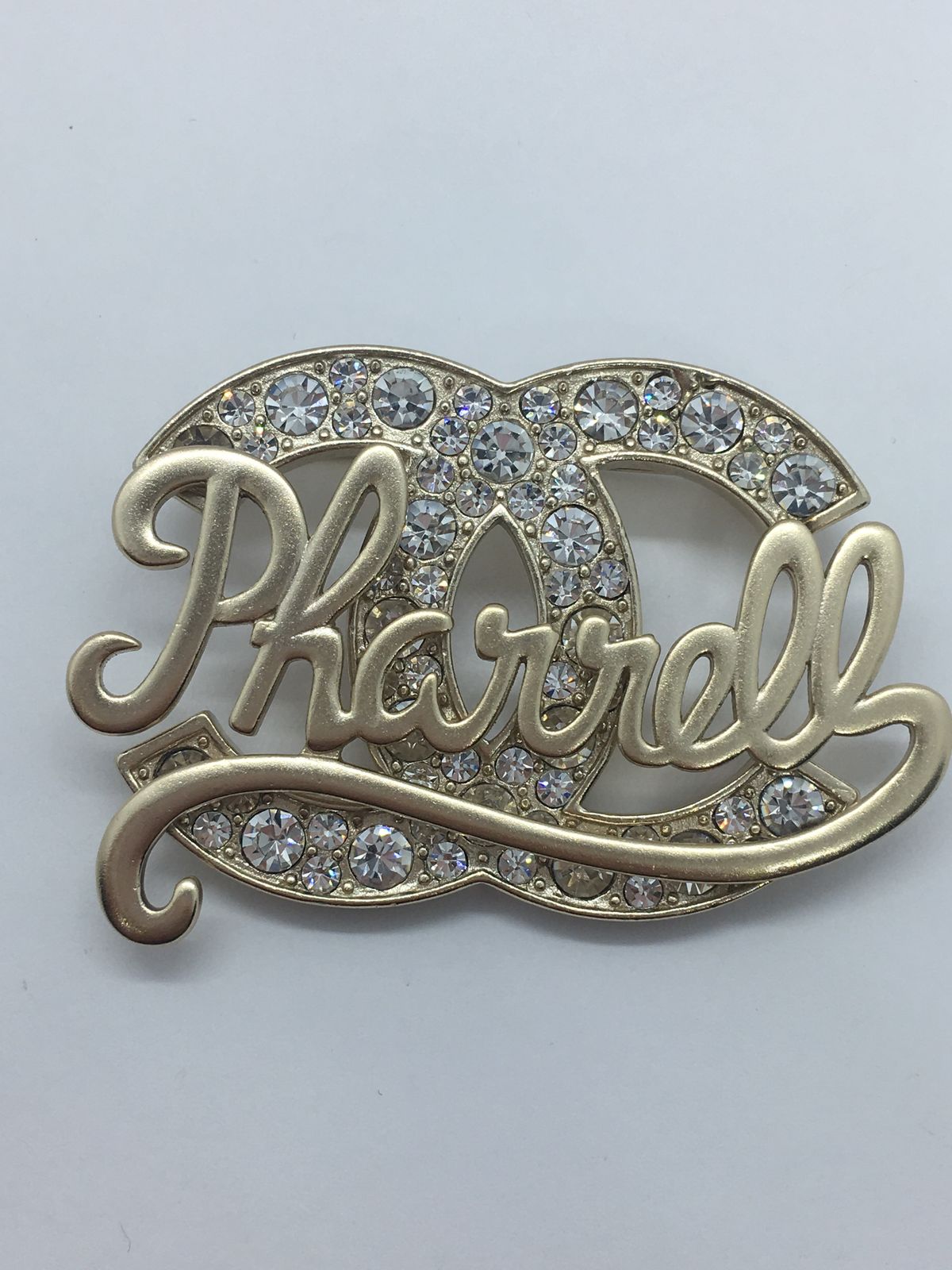 CHANEL CC PHARRELL Gold Tone Rhinestone Brooch Pin - Pre owned