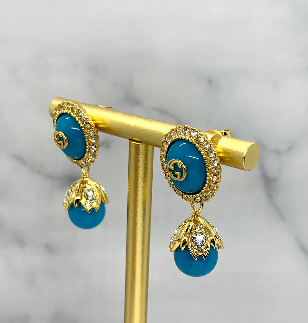 GUCCI GG Pink Pendant Earrings - Pre owned