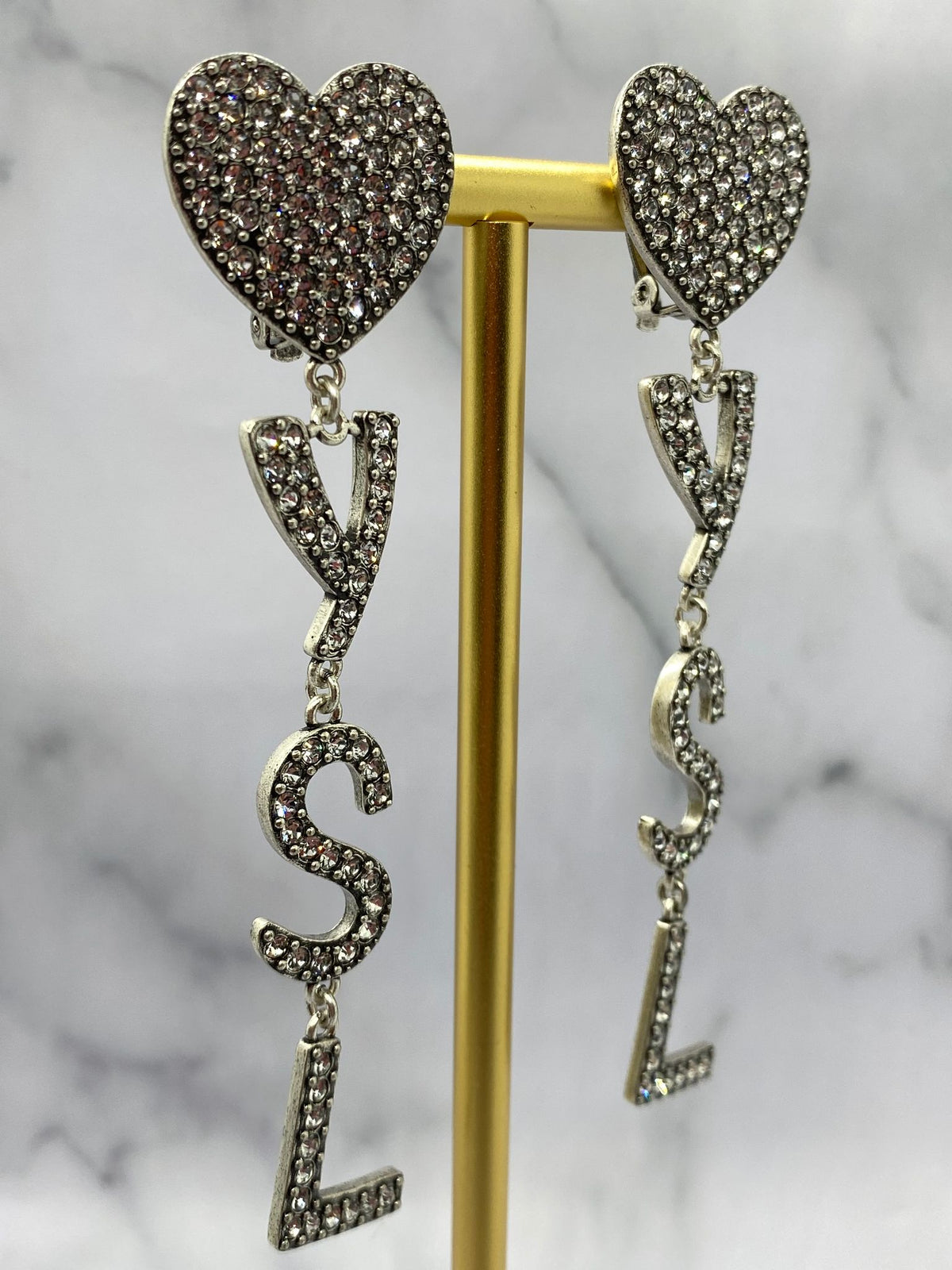 YSL Yves Saint Laurent Rhinestone Pendant Earrings - Pre owned