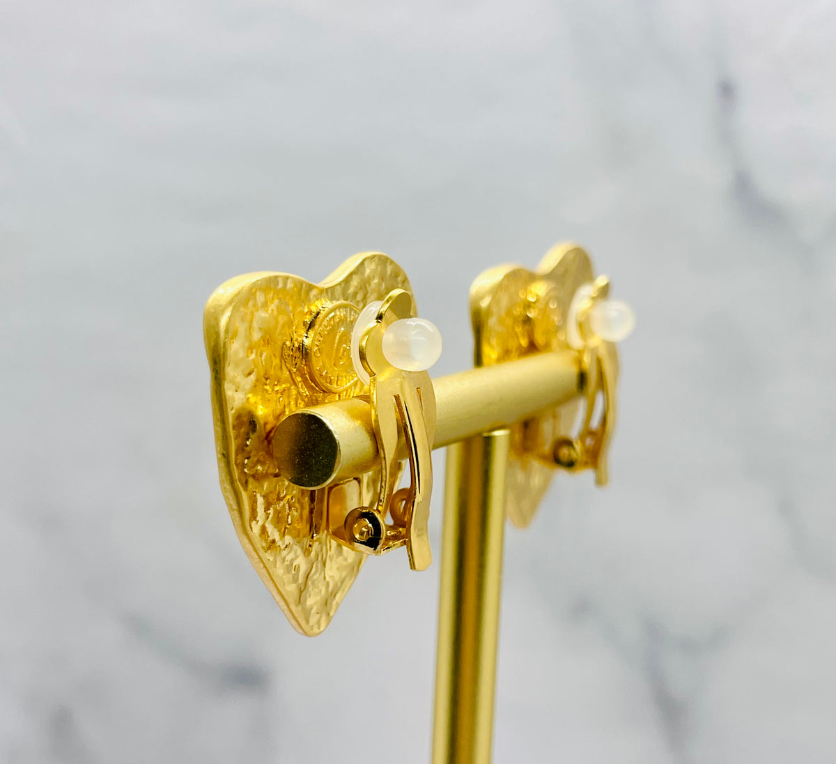 CHRISTIAN LACROIX Vintage Gold Tone Heart Earrings - Pre owned