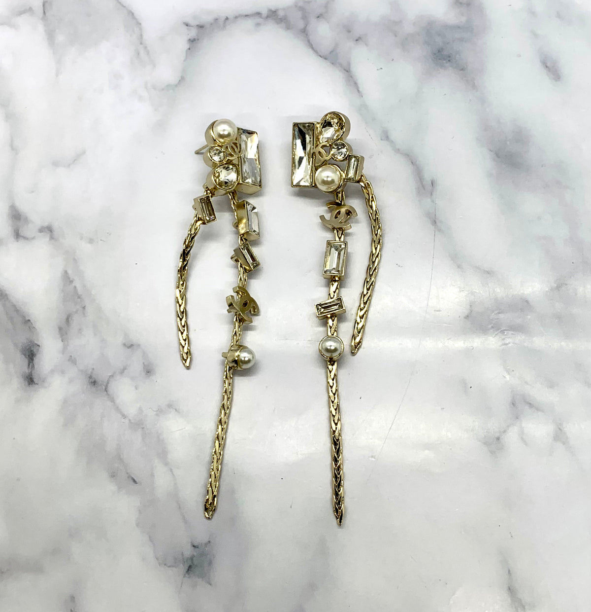CHANEL CC Rhinestone Statement Earrings - Pre owned