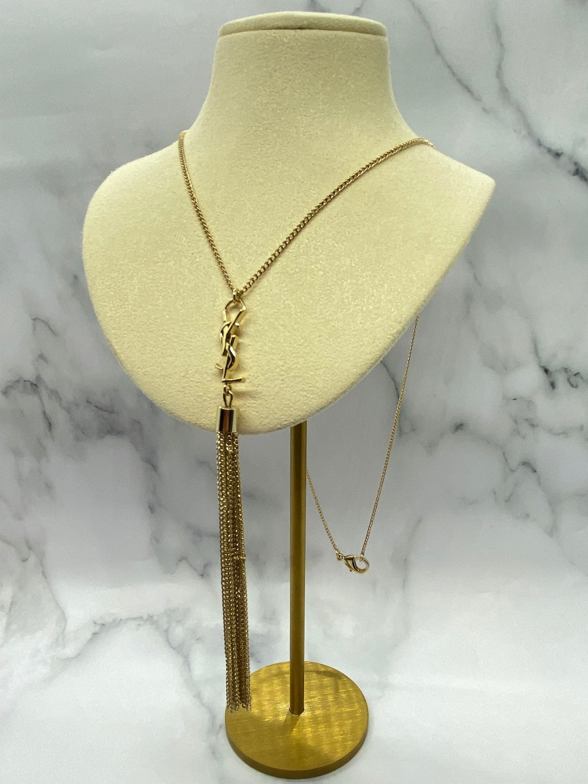 YSL Yves Saint Laurent Gold Tone Tassel Necklace - Pre owned