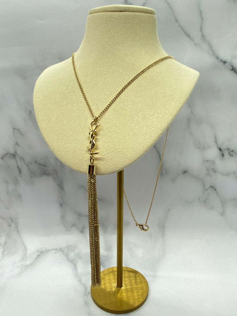 YSL Yves Saint Laurent Gold Tone Tassel Necklace - Pre owned