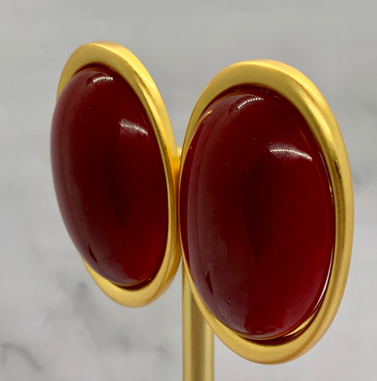 YSL YVES SAINT LAURENT Carnelian Clip On Earrings - Pre owned
