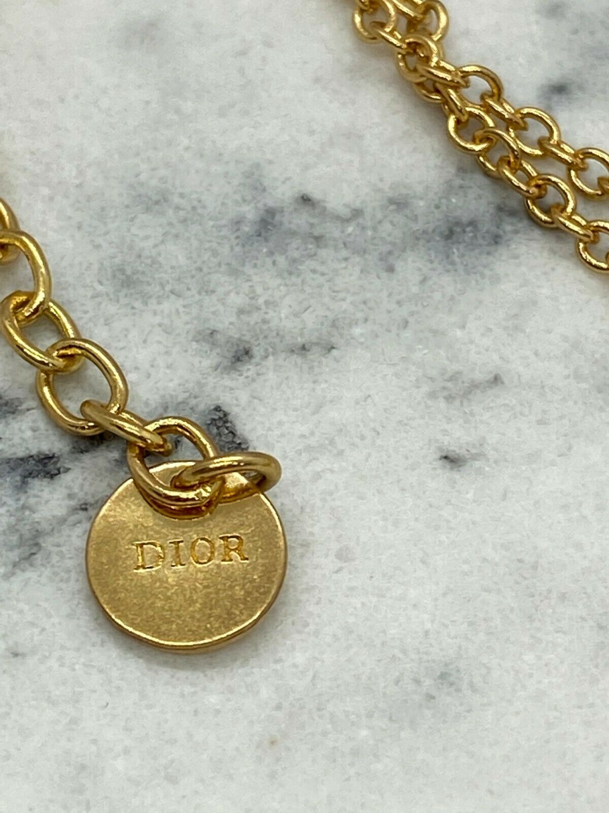 CHRISTIAN DIOR CD Gold Tone Charm Necklace - Pre owned