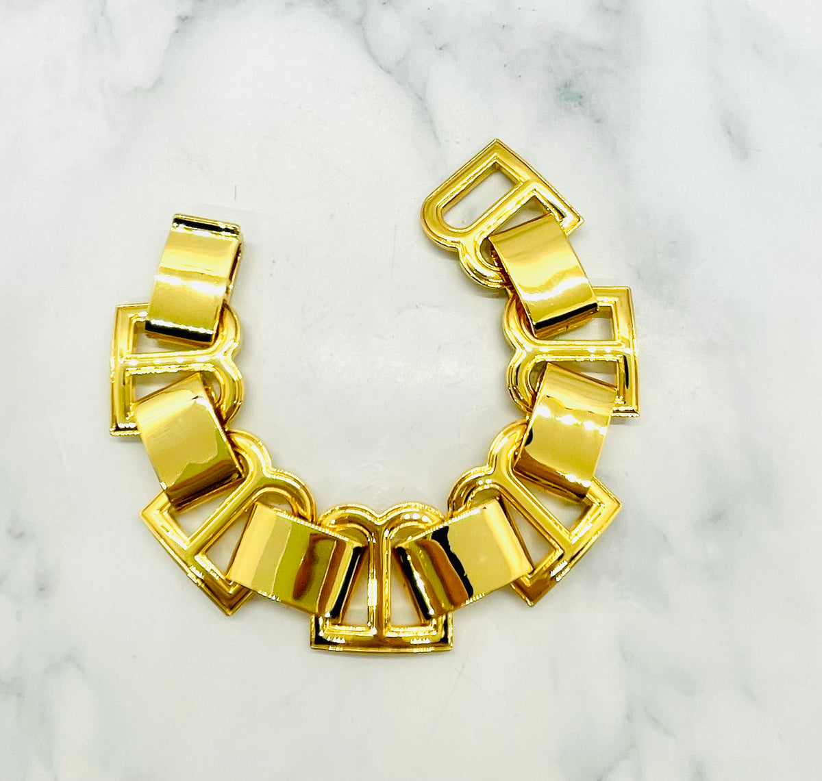 BALENCIAGA B Gold Tone Link Bracelet - Pre owned
